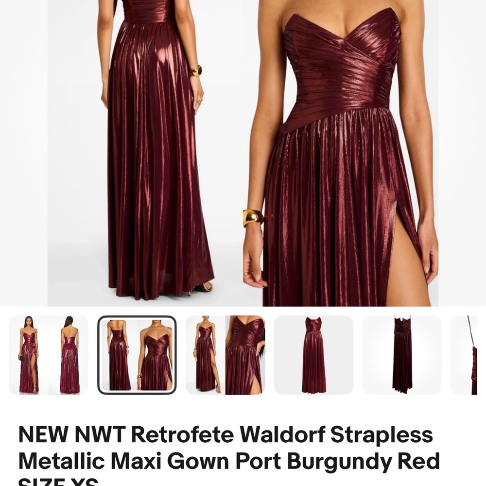 Retrofete Strapless Metallic Maxi Dress - Burgundy